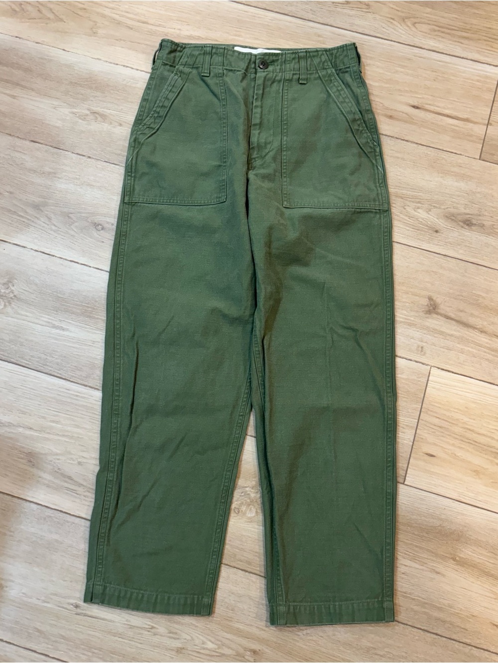 THE SHINZONE Baker Pants Center Press Olive Green Sz 36 Women's Fatigue Us 6